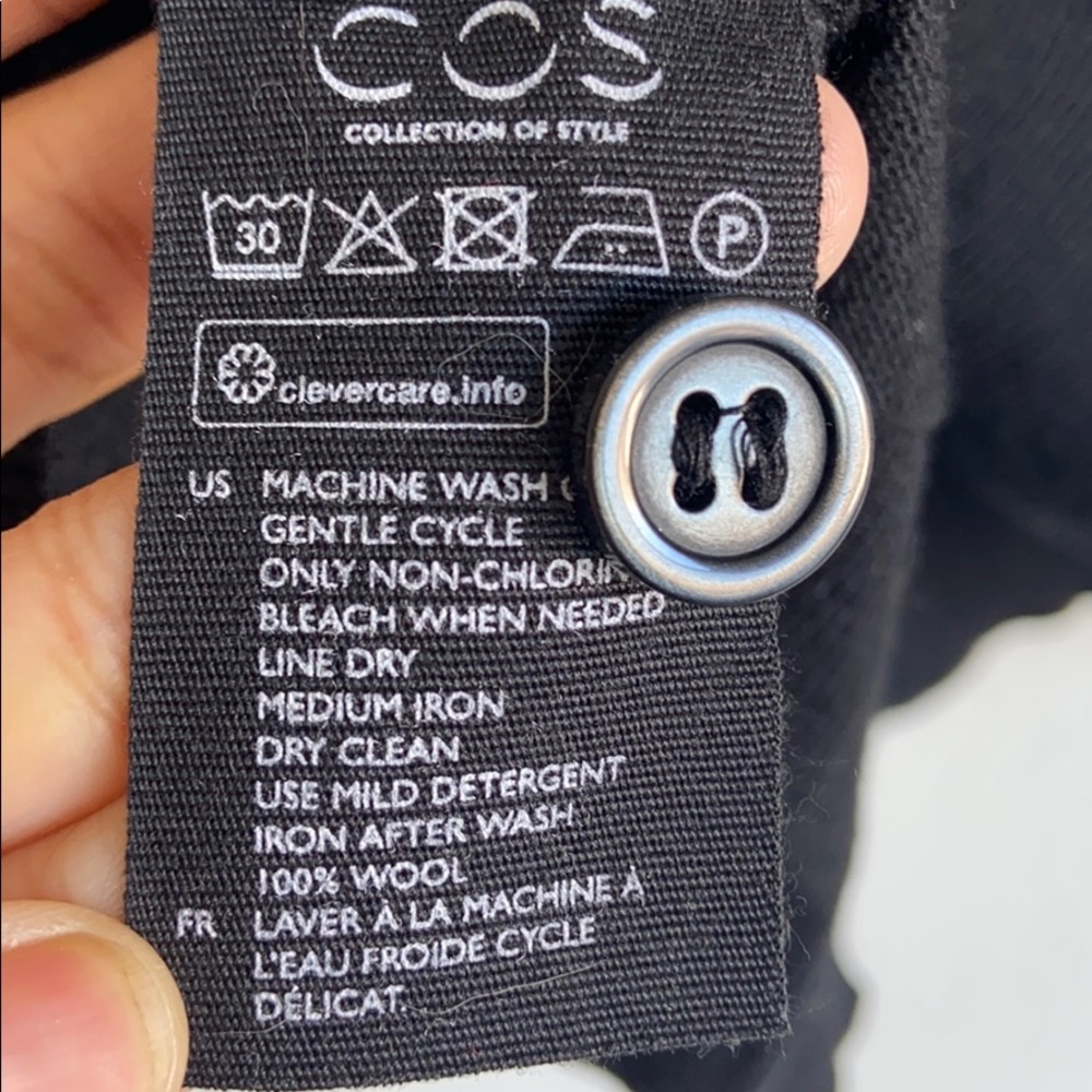 Cos Wool Button Up Black Long Sleeve Cardigan - image 5